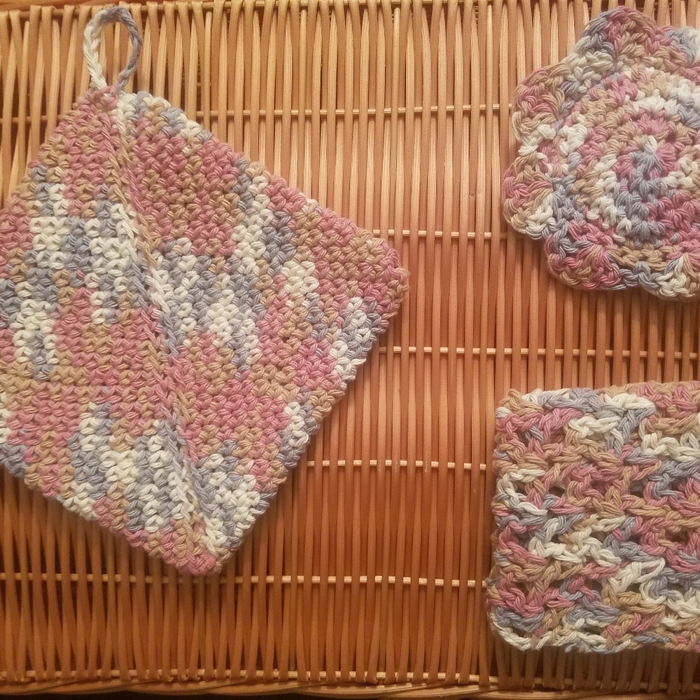 Crocheted 3 Piece Kitchen Scrubby Set